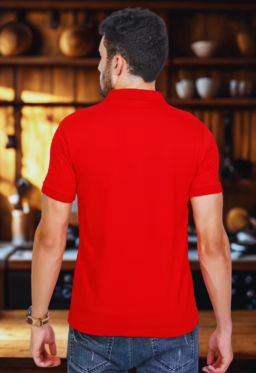 Moments Summer Red Polo T-shirt For Men Half Sleeve , Front Side Pocket